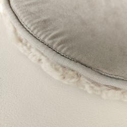 Cuscini rotondi per sedie da bistrot in pelle di pecora shearling Oyster 37 cm, venduti in coppia