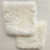 Cuscini Quadrati in Vera Pelle di Pecora a Pelo Lungo 40 cm, Coppia di Cuscini per Sedia Avorio