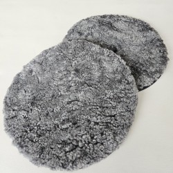 Pair of Grey Real Sheepskin Round Seat Pads Short Haired 37cm Chair Pads