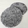 Paire de coussins de chaise ronds en peau de mouton grise véritable à poils courts 37 cm