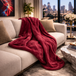 Weinrotes Fleece-Wurfdecke | Kastanienbraune Fleece-Decke | Fleece-Decken |