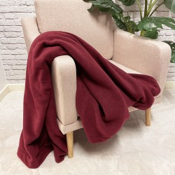 Wijnkleurige Fleece Plaid | Kastanjebruine Fleece Deken | Fleece Dekens |
