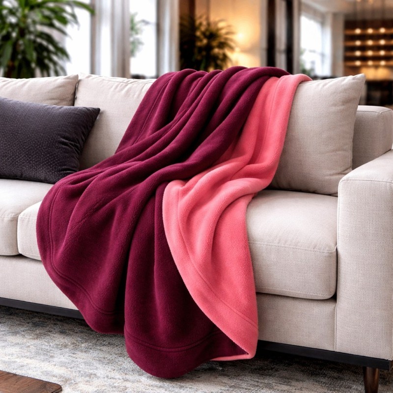 Omkeerbare Wijn Fleece Deken | Omkeerbare Fleece Gooi | Rode Dekens