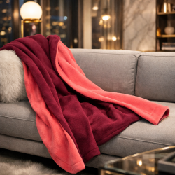 Couverture en polaire réversible pour le vin | Jeté en polaire réversible | Plaids rouges