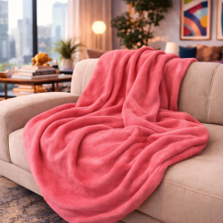 Couverture en polaire corail | Couverture en polaire pêche | Couvertures en polaire |