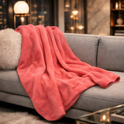 Couverture en polaire corail | Couverture en polaire pêche | Couvertures en polaire |
