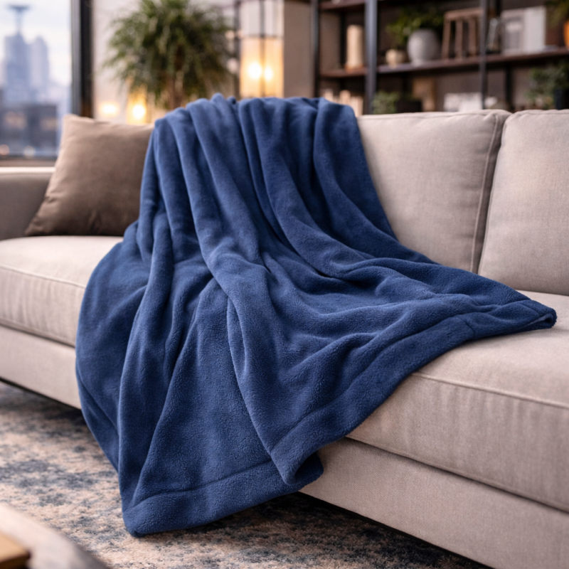 Petrolblauwe Fleece Deken | Blauwe Fleece Plaid | Fleece Dekens |