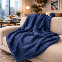 Petrolblauwe Fleece Deken | Blauwe Fleece Plaid | Fleece Dekens |