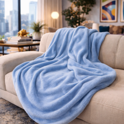 Himmelblauer Fleece-Überwurf | Hellblaues Fleece-Decke | Fleece-Decken |