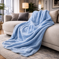Sky Blue Fleece Throw | Coperta in Pile Azzurra | Coperte in Pile |