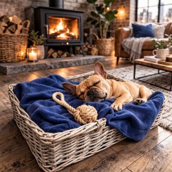 Petrolblaues Fleece-Hundedecke | Flauschige Hundedecke | Blaue Haustierdecke