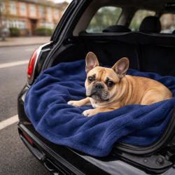 Couverture pour chien en polaire bleu pétrole | Couverture pour chien en polaire | Couverture pour animal de compagnie bleue