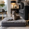 Großes echtes Schaffell-Haustierbett. Kurzhaariges Memory Foam Hundebett - Grau