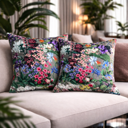 Rhapsody Luxus Samtkissen | Blumig bedruckte Samtkissen |