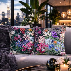 Rhapsody Luxus Samtkissen | Blumig bedruckte Samtkissen |