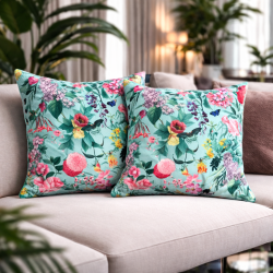 Tranquillity Luxus-Samtkissen | Bedruckte Samt-Blumenkissen |