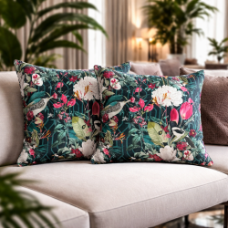 Luxury Patagonia Velvet Cushions | Tropical Printed Velvet Cushions |