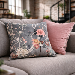 Coussins en Velours Réversibles Chinoiserie | Coussins en Velours Oriental