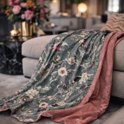 Jeté de velours réversible Chinoiserie | Jetés de velours imprimé de luxe |
