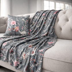 Luxe Chinoiserie Fluwelen Plaid | Luxe Oosters Bedrukt Fluwelen Plaid