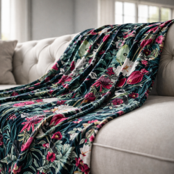 Jeté en velours Patagonie double face | Couverture de lit en velours imprimé de luxe