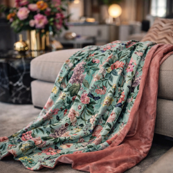 Plaid en velours réversible - Tranquillité | Plaid en velours imprimé de luxe