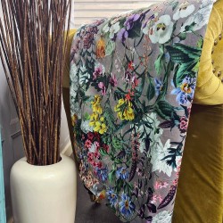 Jeté en velours floral double face - Rhapsody | Couverture de lit en velours de luxe