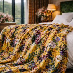 Jeté en velours de luxe Midsummer | Jeté en velours floral double face de grande taille