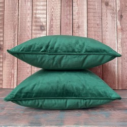 Coussins décoratifs en velours vert | Coussins de canapé bordés vert émeraude