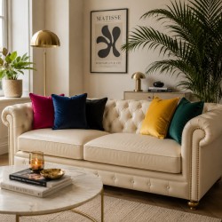 Coussins décoratifs en velours jaune moutarde | Coussins en velours jaune uni