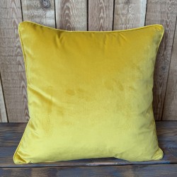 Coussins décoratifs en velours jaune moutarde | Coussins en velours jaune uni