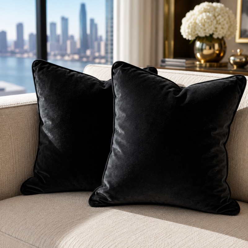 Cuscini Decorativi in Velluto Nero | Cuscini in Velluto Nero Semplice