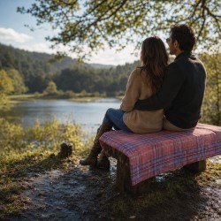 Tragbare Reisedecke mit Tragegriff Rot Tartan