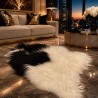 Tapis en peau de mouton noir et blanc, Tapis en peau de mouton islandais naturel