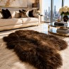 Tapis en peau de mouton bicolore marron, peau de mouton islandaise marron naturel