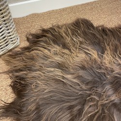 Tweekleurig Bruin Schapenvacht Tapijt, Natuurlijke Bruine IJslandse Schapenvacht