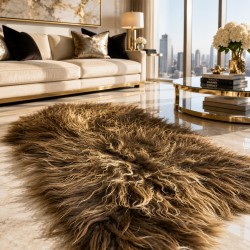 Tapis en peau de mouton islandais marron, Peau de mouton islandaise naturelle marron