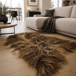 Tapis en peau de mouton islandais marron, Peau de mouton islandaise naturelle marron