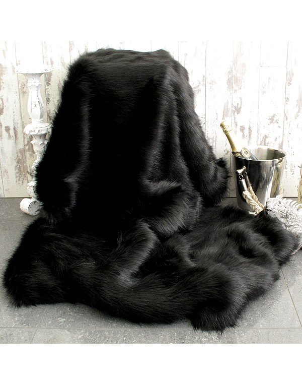 Black Bear Faux Fur Throw Large, Fake Polar Bear Fur Rug