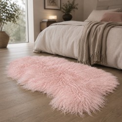 Tappeto in Pelle di Pecora Tibetana Rosa Pallido | Tappeto in Pelle di Pecora Riccia