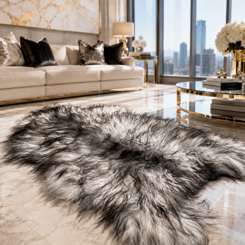 Tapis en Peau de Mouton Tricolore | Peau de Mouton Islandaise Naturelle